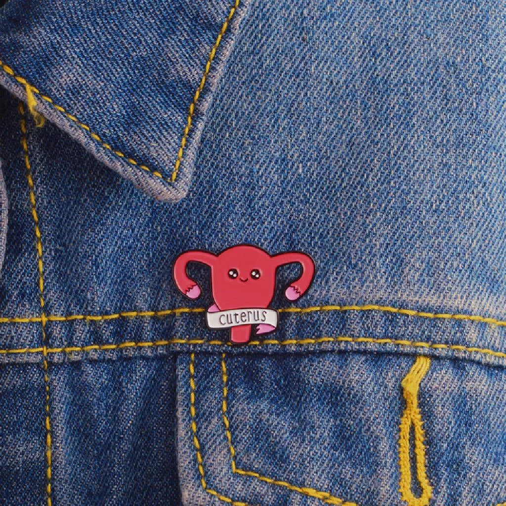 Cuterus Uterus Enamel Pin – Funny Feminist Pink Lapel Pin