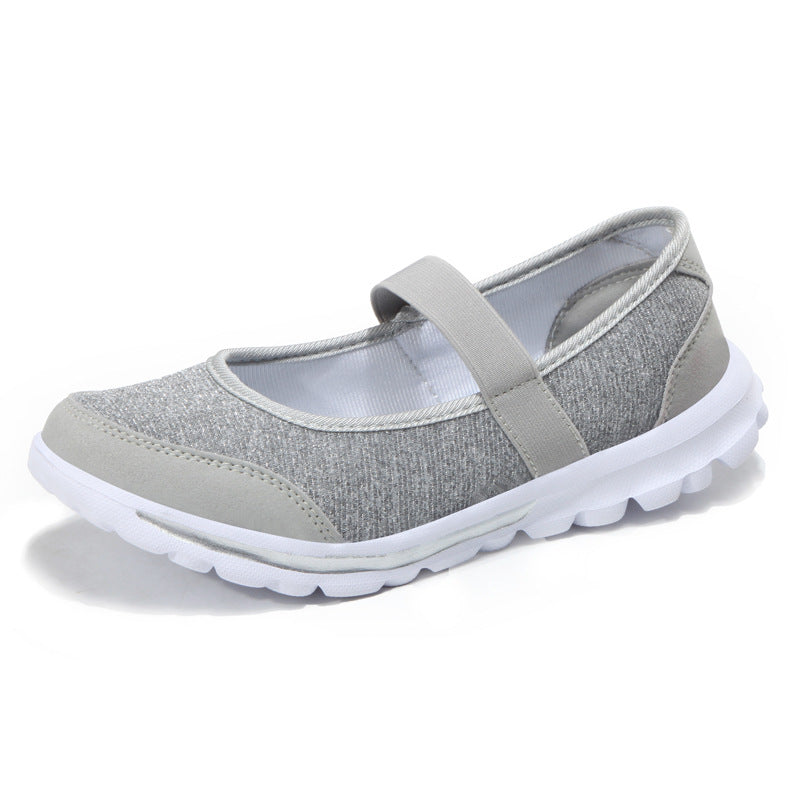 Women's Mesh Lace-Up Nursing Flats – Breathable Round Toe Comfort Shoes