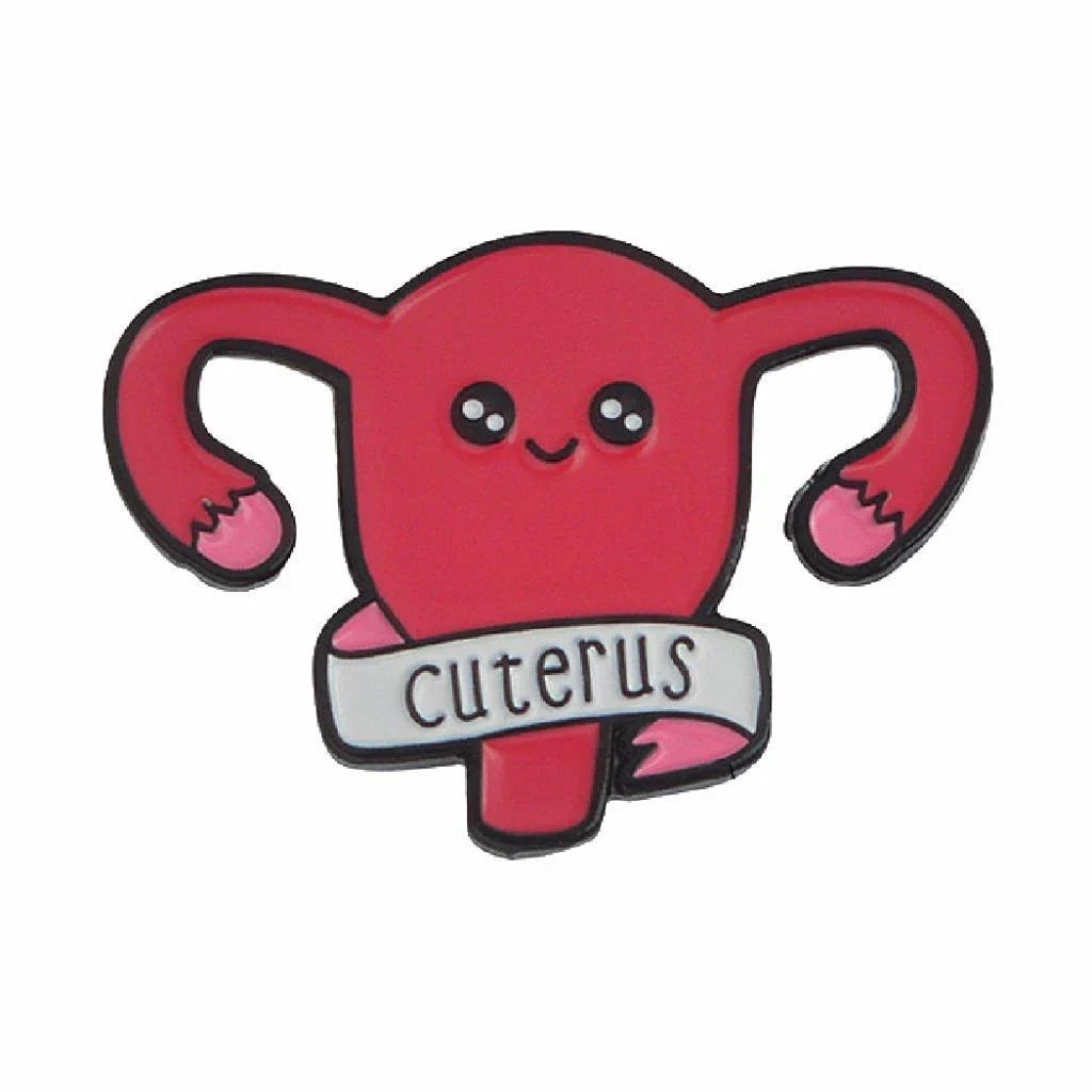 Cuterus Uterus Enamel Pin – Funny Feminist Pink Lapel Pin