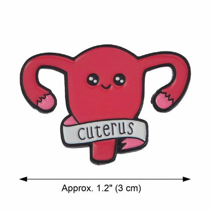 Cuterus Uterus Enamel Pin – Funny Feminist Pink Lapel Pin