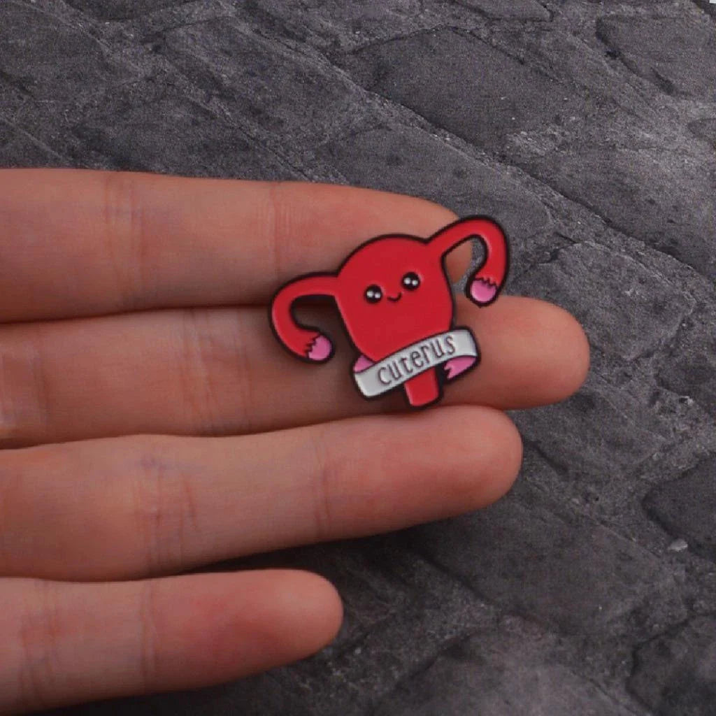 Cuterus Uterus Enamel Pin – Funny Feminist Pink Lapel Pin