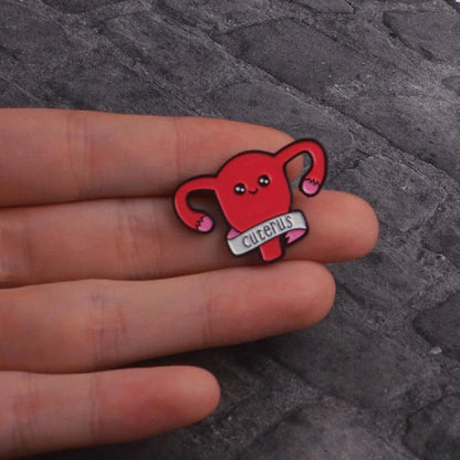 Cuterus Uterus Enamel Pin – Funny Feminist Pink Lapel Pin