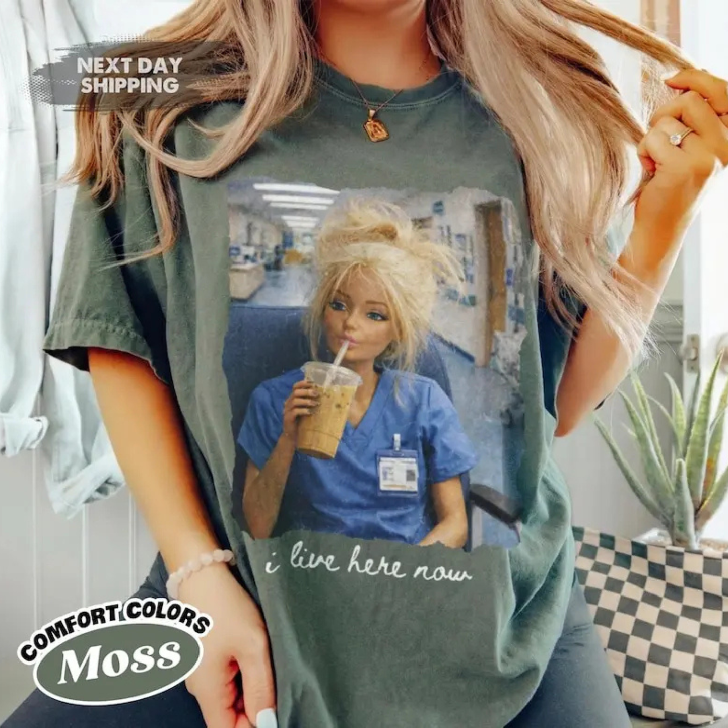 Funny Nurse Doll Shirt – "I Live Here Now" Meme Tee