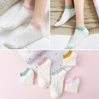 5 Pairs/Set Women's Cotton Happy Cute Cat Short Socks Print Cartoon Animal Casual Summer Socks Red Heart Funny Ankle Socks Pure Cotton Socks For Men And Women