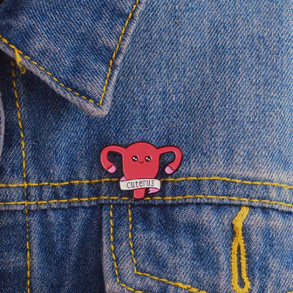 Cuterus Uterus Enamel Pin – Funny Feminist Pink Lapel Pin