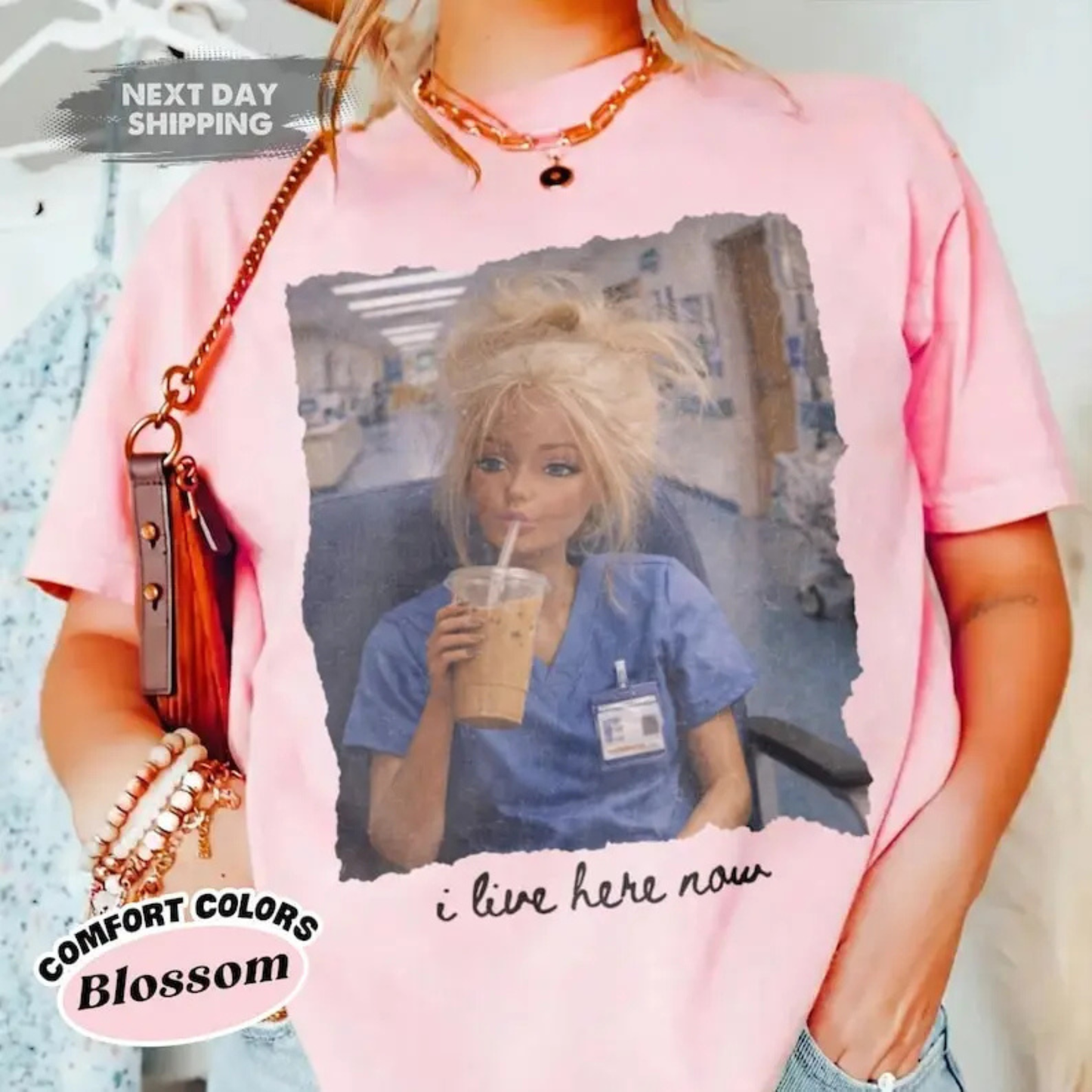Funny Nurse Doll Shirt – "I Live Here Now" Meme Tee