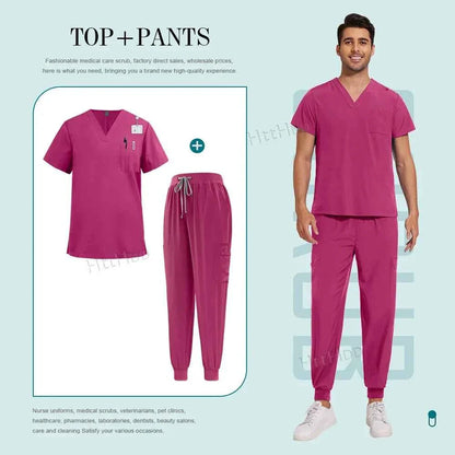 Unisex Nurse Scrubs Suit - Top & Pants